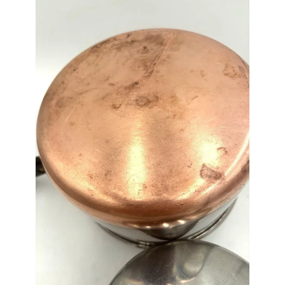 Vintage Revere Ware 4 Pc Copper Clad Saucepan Set 1 Qt 2 Qt w/Lids USA Patent